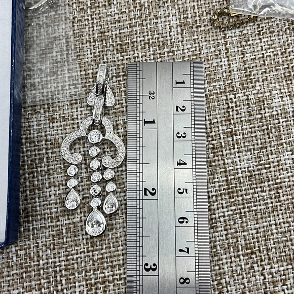 Vintage FACETS Sterling Silver Chandelier Earrings & Pendant Set w/ Pouches - Picture 7 of 11